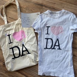 Djerf Avenue NYC Pop Up T-shirt, tote, and postcard